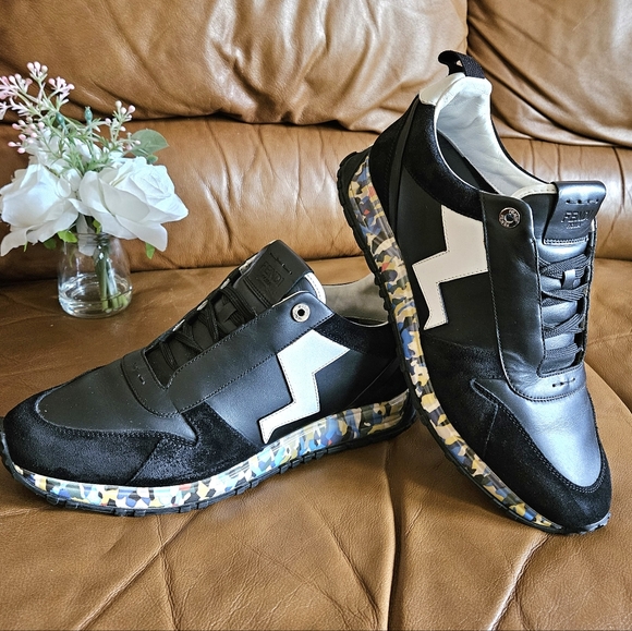 Men's Fendi Black White Leather Timeless Sneakers Size 9 US or 7 UK - Picture 7 of 16